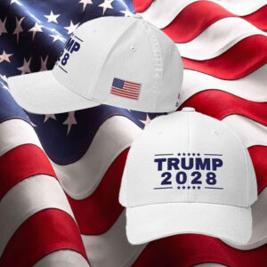 White Trump 2028 USA Flag Hat